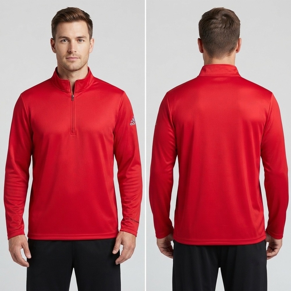 Adidas‎ Mens Red 1/4 Zip Pullover Long Sleeve Active Top FK3695 Size Medium